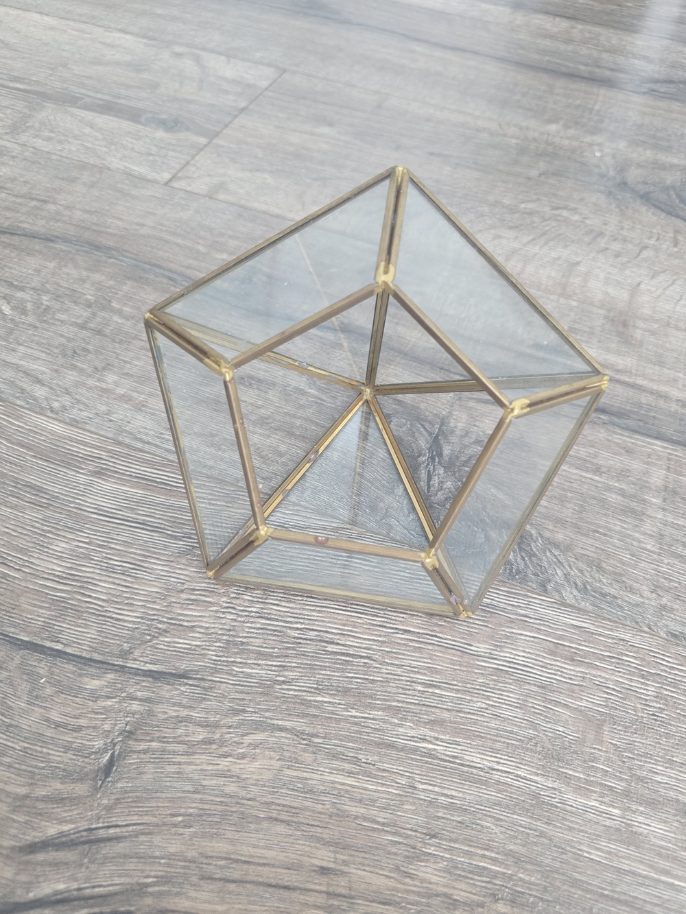 Geometric Glass Terrarium with Brass Frame